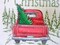 Burlap Christmas pillow, Embroidered Red Truck pillow cover product 2